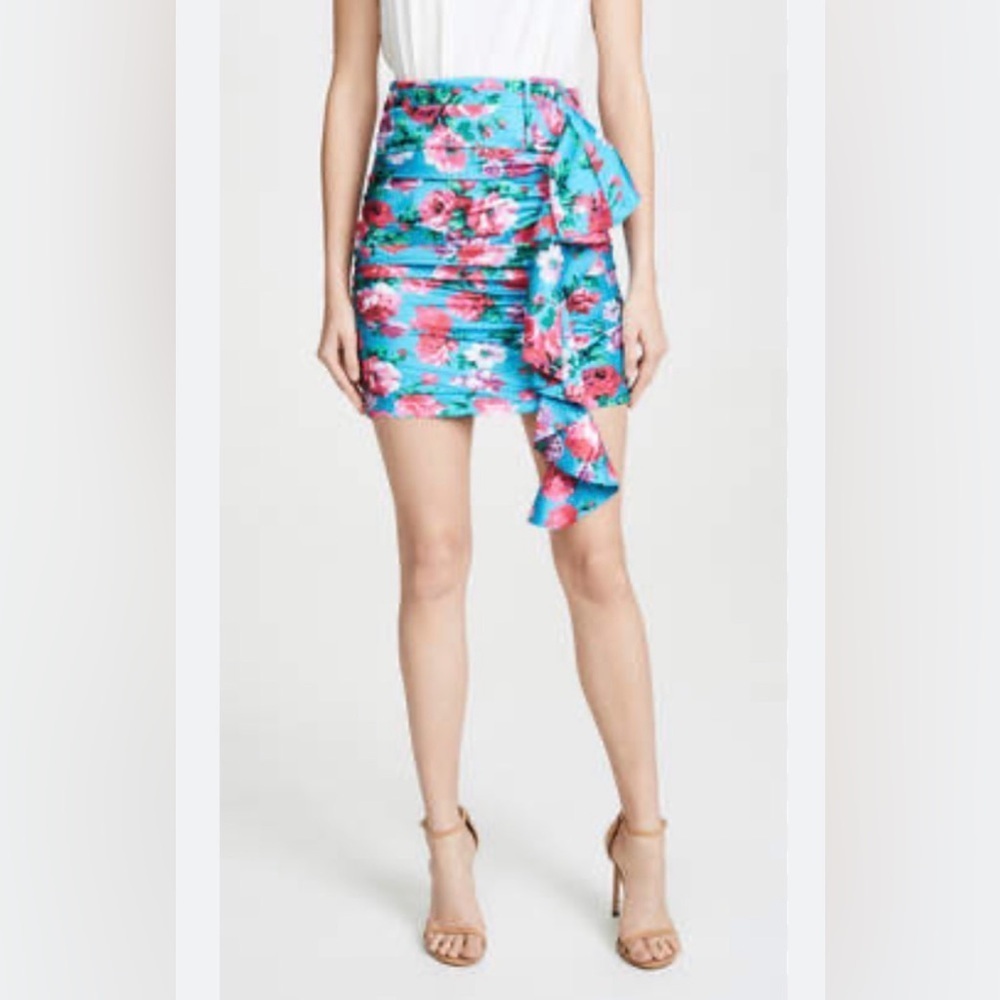 NWT Ronny Kobo Collection Asymmetrical Floral Skirt - Blue and Pink - Picture 4 of 7